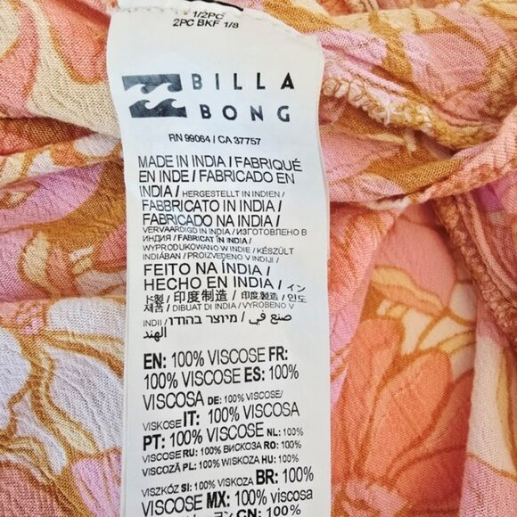 Billabong Women's Sundress Size XL Mini Dress Tiered Orange Vacation Boho Flowy - Picture 14 of 15